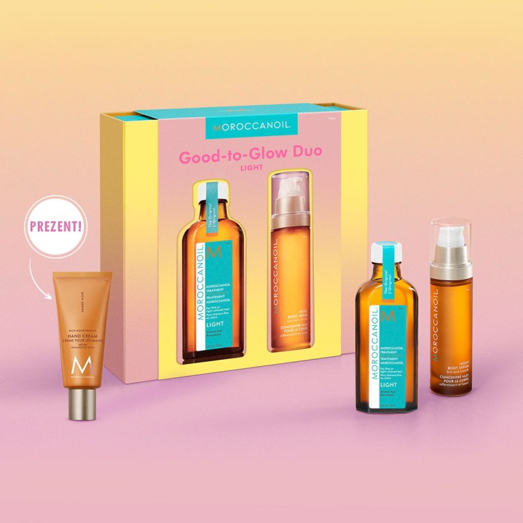Moroccanoil Zestaw Good to glow light + 2 x Krem do rąk Ambre noir 40 ml GRATIS