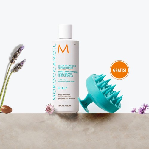 Zestaw Moroccanoil Zdrowa Skóra Głowy - Odżywka Scalp 250 ml + Szczotka do skóry głowy GRATIS